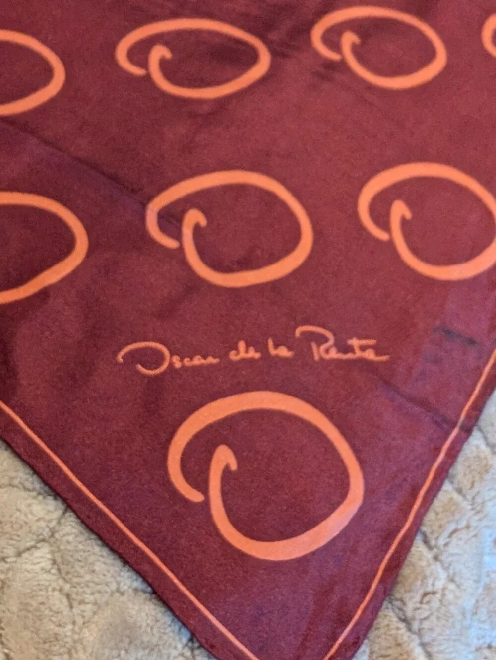 Vintage Oscar De La Renta Burgundy 100% Silk 20.5
